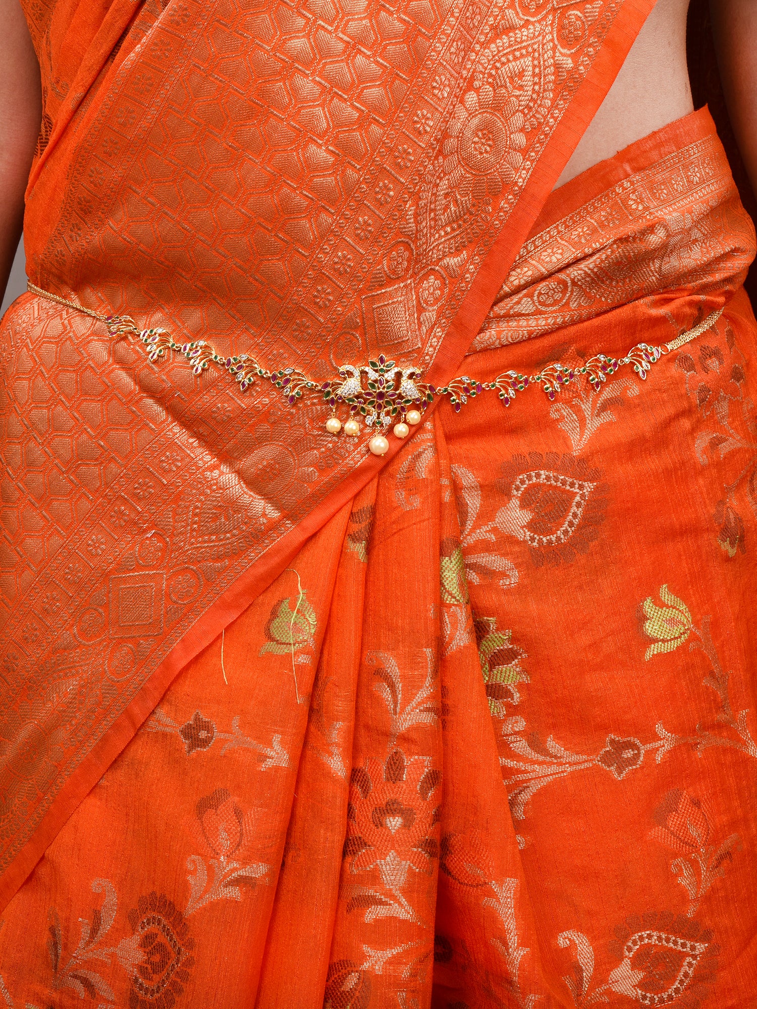 Red & green Gold Plated Floral &Peacock Motif Temple Kamarbandh, zaveri pearls, sale price rs, sale price, sale gold plated, sale gold, sale, rubans, ring, regular price, priyassi jewellery,